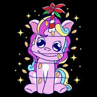 Cute Unicorn Tangled Christmas Lights Stars Rainbow T-Shirt