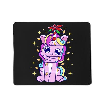 Cute Unicorn Tangled Christmas Lights Stars Rainbow Mousepad