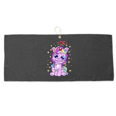 Cute Unicorn Tangled Christmas Lights Stars Rainbow Large Microfiber Waffle Golf Towel