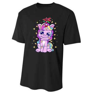 Cute Unicorn Tangled Christmas Lights Stars Rainbow Performance Sprint T-Shirt