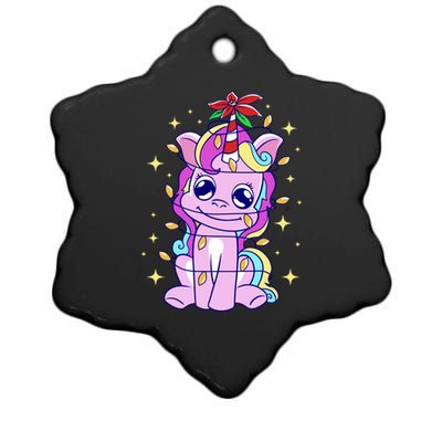 Cute Unicorn Tangled Christmas Lights Stars Rainbow Ceramic Star Ornament