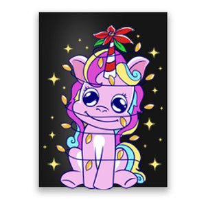 Cute Unicorn Tangled Christmas Lights Stars Rainbow Poster