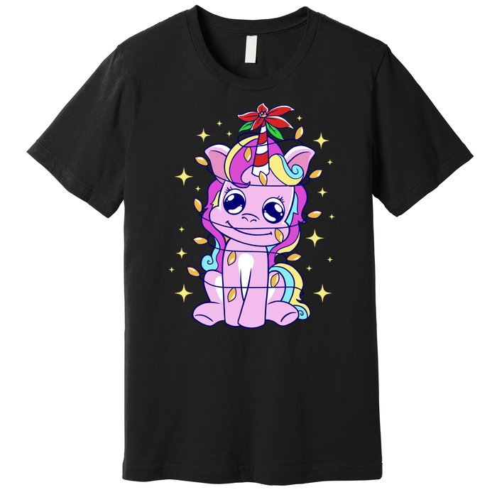 Cute Unicorn Tangled Christmas Lights Stars Rainbow Premium T-Shirt