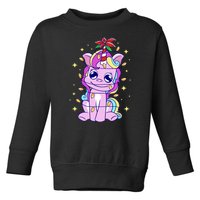 Cute Unicorn Tangled Christmas Lights Stars Rainbow Toddler Sweatshirt