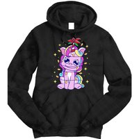 Cute Unicorn Tangled Christmas Lights Stars Rainbow Tie Dye Hoodie