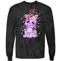 Cute Unicorn Tangled Christmas Lights Stars Rainbow Tie-Dye Long Sleeve Shirt