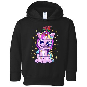 Cute Unicorn Tangled Christmas Lights Stars Rainbow Toddler Hoodie