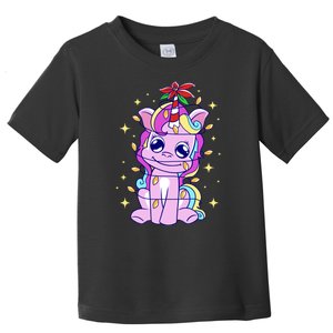 Cute Unicorn Tangled Christmas Lights Stars Rainbow Toddler T-Shirt