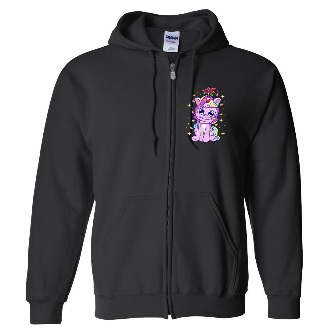 Cute Unicorn Tangled Christmas Lights Stars Rainbow Full Zip Hoodie
