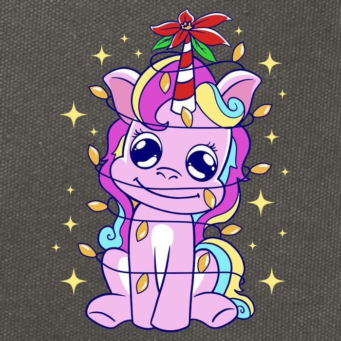 Cute Unicorn Tangled Christmas Lights Stars Rainbow Cotton Canvas Backpack