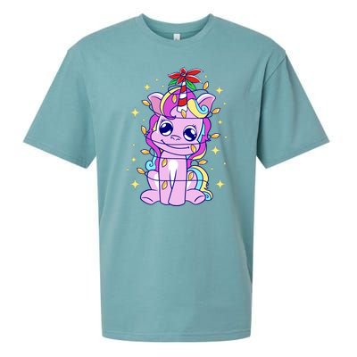 Cute Unicorn Tangled Christmas Lights Stars Rainbow Sueded Cloud Jersey T-Shirt