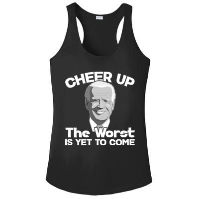 Cheer Up The Worst Is Yet To Come Anti Biden Ladies PosiCharge Competitor Racerback Tank