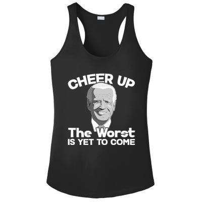 Cheer Up The Worst Is Yet To Come Anti Biden Ladies PosiCharge Competitor Racerback Tank