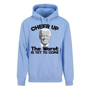 Cheer Up The Worst Is Yet To Come Anti Biden Unisex Surf Hoodie