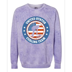 Curling USA Team Winter Sports Lovers Americain Flag Colorblast Crewneck Sweatshirt