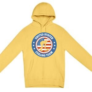 Curling USA Team Winter Sports Lovers Americain Flag Premium Pullover Hoodie