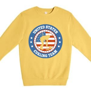 Curling USA Team Winter Sports Lovers Americain Flag Premium Crewneck Sweatshirt