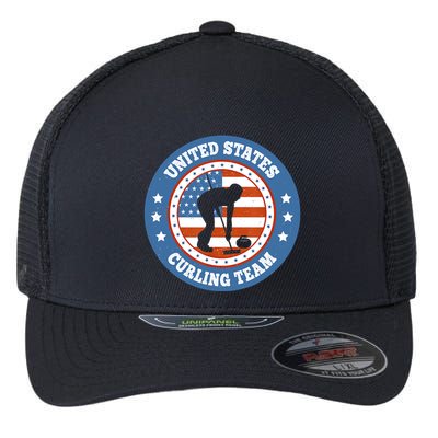 Curling USA Team Winter Sports Lovers Americain Flag Flexfit Unipanel Trucker Cap