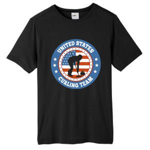 Curling USA Team Winter Sports Lovers Americain Flag Tall Fusion ChromaSoft Performance T-Shirt