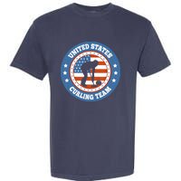 Curling USA Team Winter Sports Lovers Americain Flag Garment-Dyed Heavyweight T-Shirt