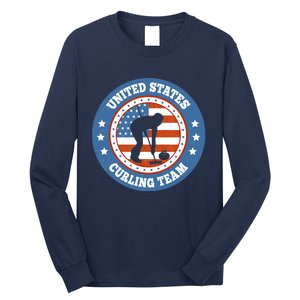 Curling USA Team Winter Sports Lovers Americain Flag Long Sleeve Shirt