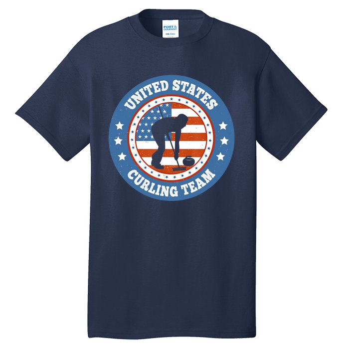 Curling USA Team Winter Sports Lovers Americain Flag Tall T-Shirt