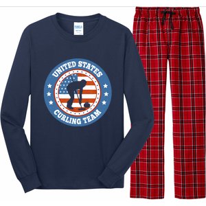 Curling USA Team Winter Sports Lovers Americain Flag Long Sleeve Pajama Set