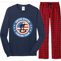 Curling USA Team Winter Sports Lovers Americain Flag Long Sleeve Pajama Set