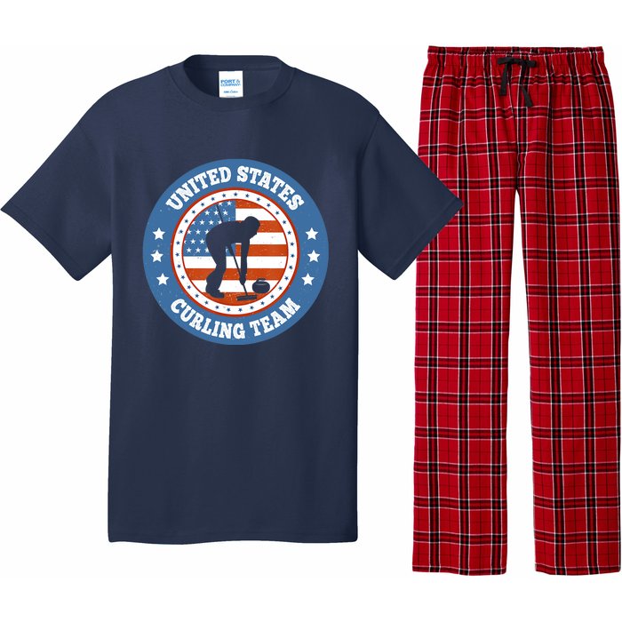 Curling USA Team Winter Sports Lovers Americain Flag Pajama Set