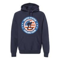 Curling USA Team Winter Sports Lovers Americain Flag Premium Hoodie