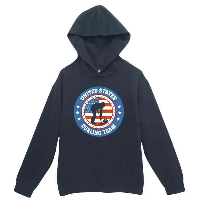 Curling USA Team Winter Sports Lovers Americain Flag Urban Pullover Hoodie