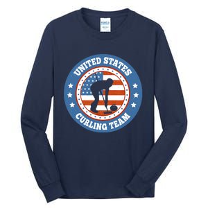 Curling USA Team Winter Sports Lovers Americain Flag Tall Long Sleeve T-Shirt