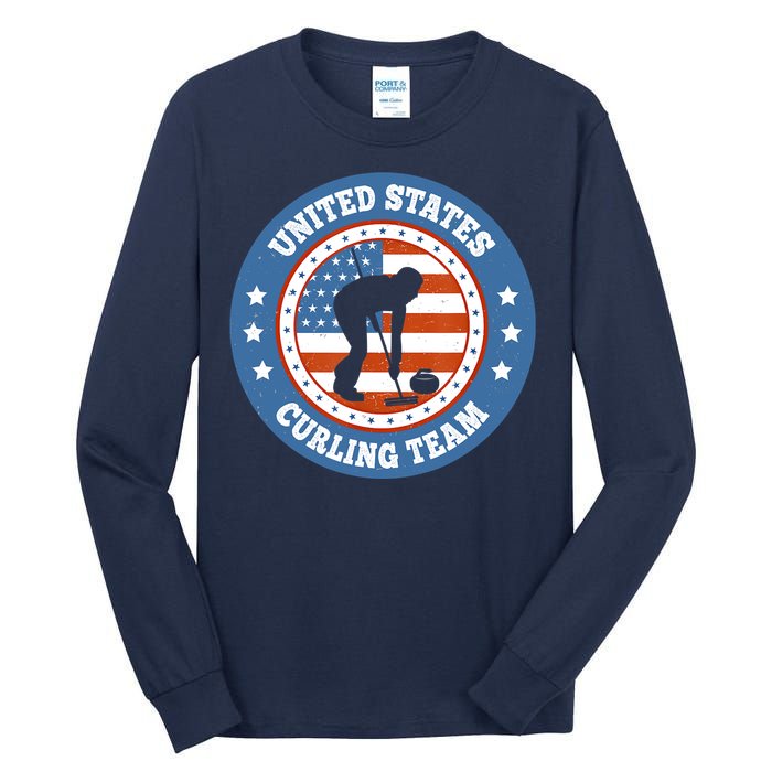 Curling USA Team Winter Sports Lovers Americain Flag Tall Long Sleeve T-Shirt