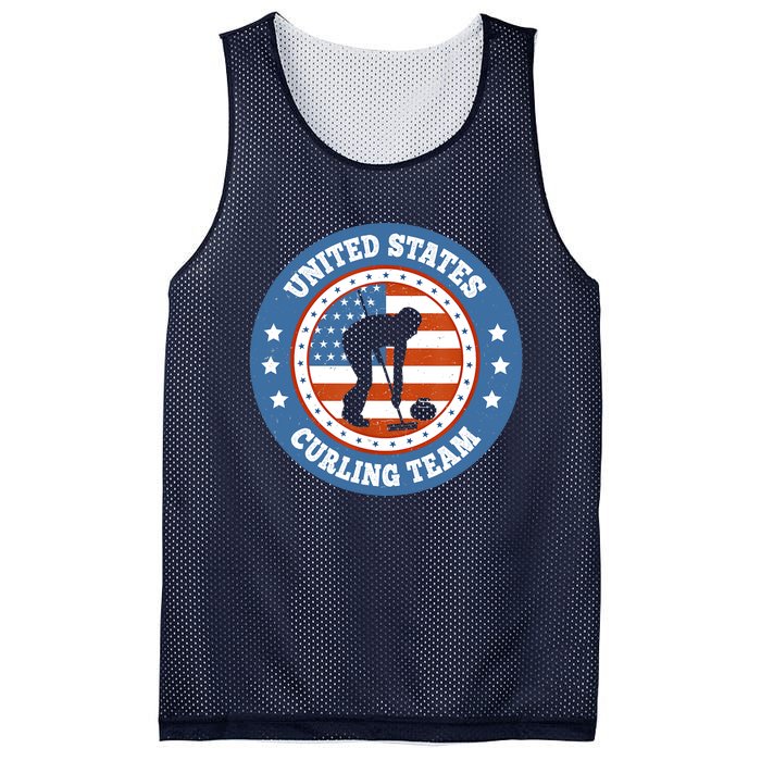 Curling USA Team Winter Sports Lovers Americain Flag Mesh Reversible Basketball Jersey Tank