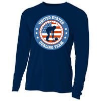 Curling USA Team Winter Sports Lovers Americain Flag Cooling Performance Long Sleeve Crew