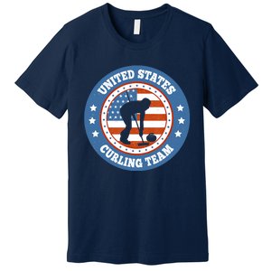 Curling USA Team Winter Sports Lovers Americain Flag Premium T-Shirt