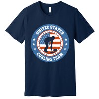 Curling USA Team Winter Sports Lovers Americain Flag Premium T-Shirt