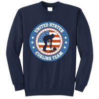 Curling USA Team Winter Sports Lovers Americain Flag Tall Sweatshirt