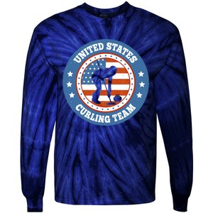 Curling USA Team Winter Sports Lovers Americain Flag Tie-Dye Long Sleeve Shirt