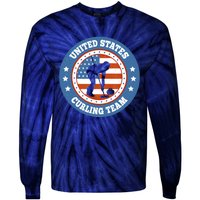 Curling USA Team Winter Sports Lovers Americain Flag Tie-Dye Long Sleeve Shirt