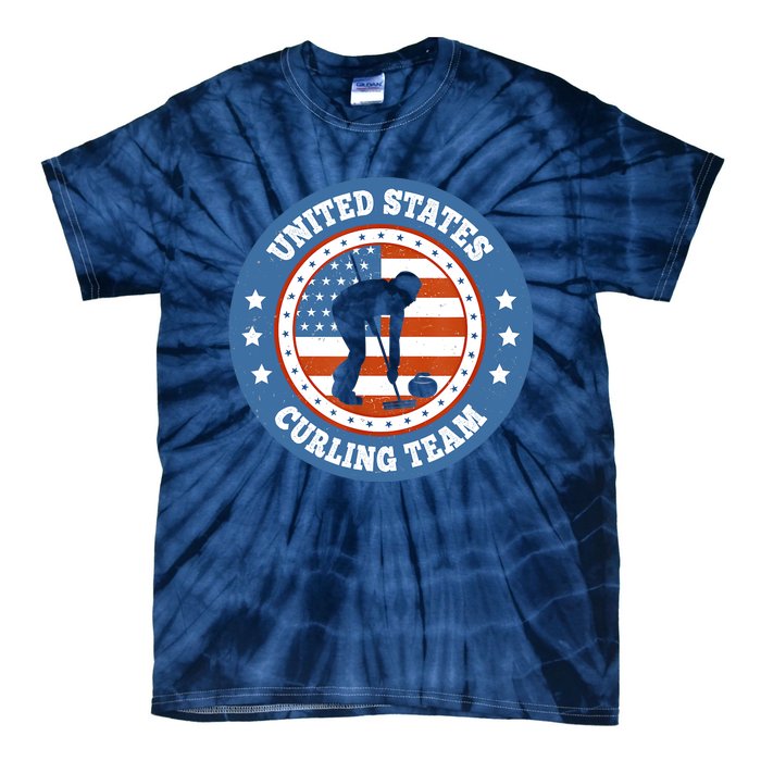 Curling USA Team Winter Sports Lovers Americain Flag Tie-Dye T-Shirt