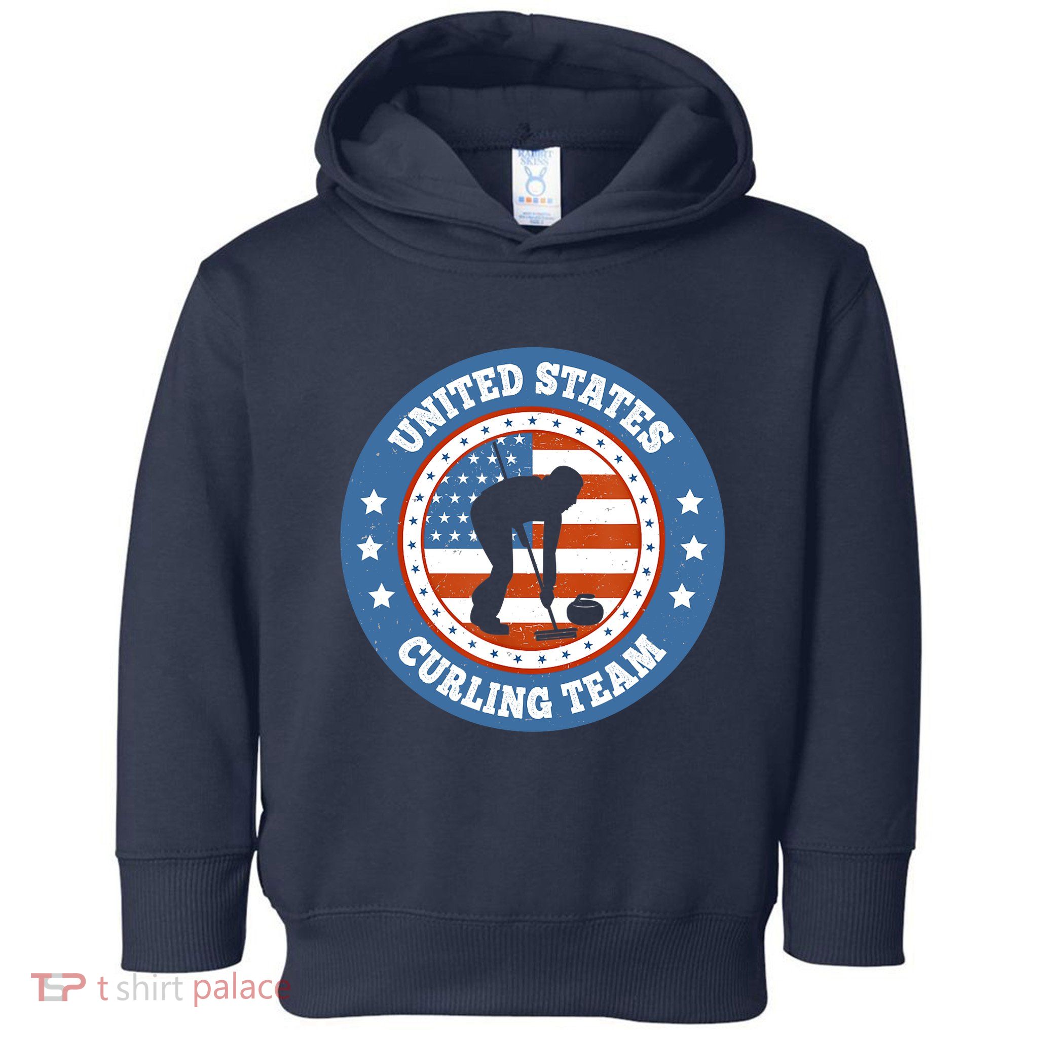 Curling USA Team Winter Sports Lovers Americain Flag Toddler Hoodie