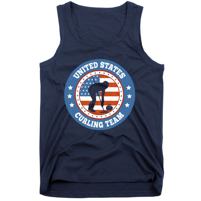 Curling USA Team Winter Sports Lovers Americain Flag Tank Top