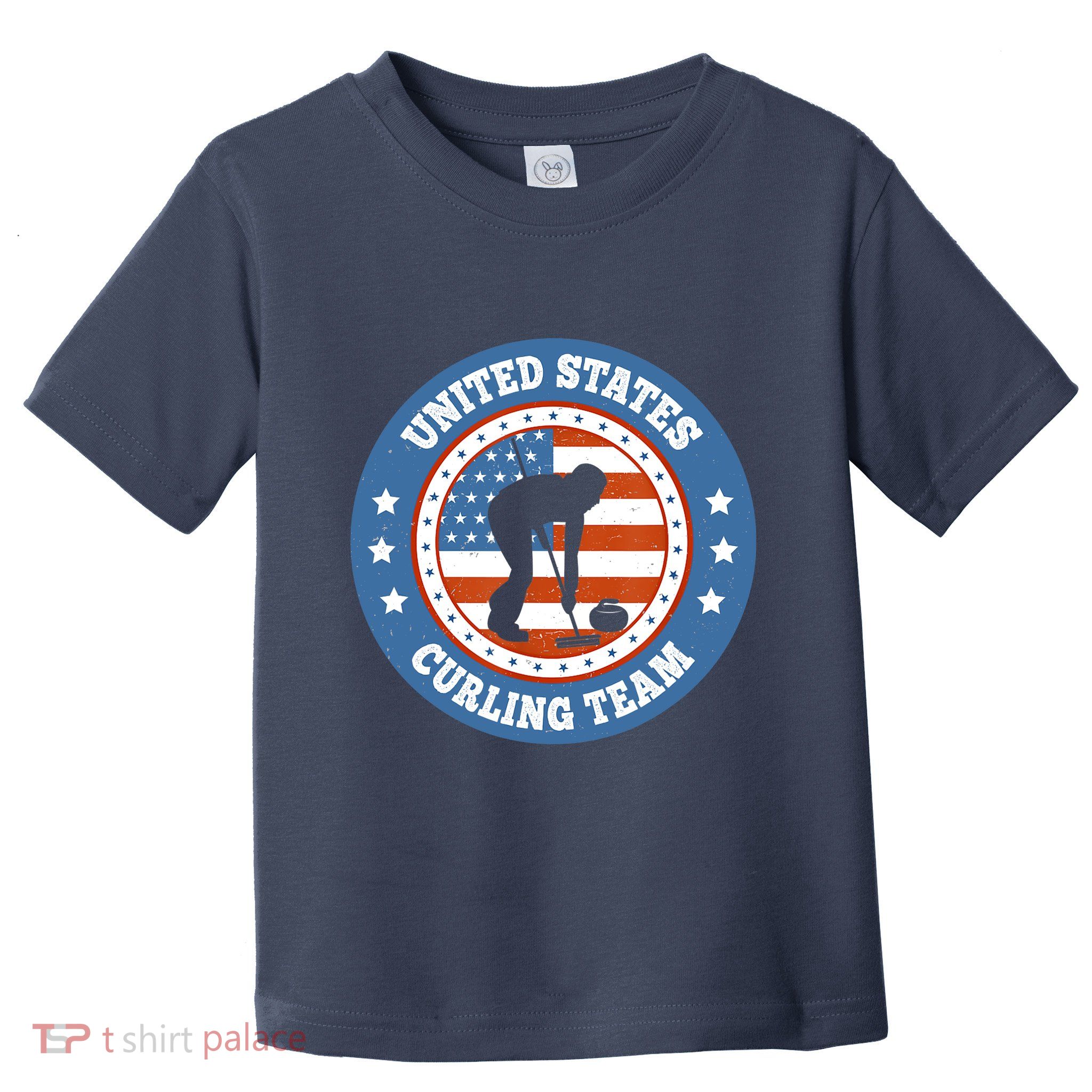 Curling USA Team Winter Sports Lovers Americain Flag Toddler T-Shirt