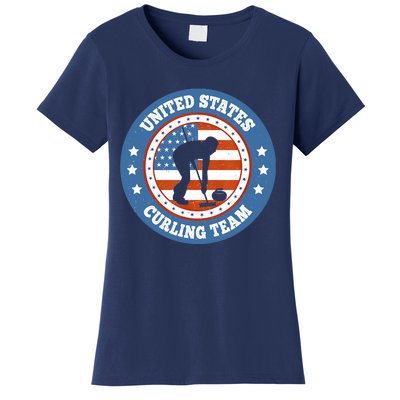 Curling USA Team Winter Sports Lovers Americain Flag Women's T-Shirt