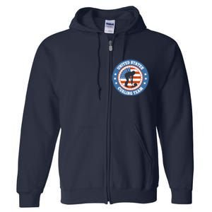 Curling USA Team Winter Sports Lovers Americain Flag Full Zip Hoodie