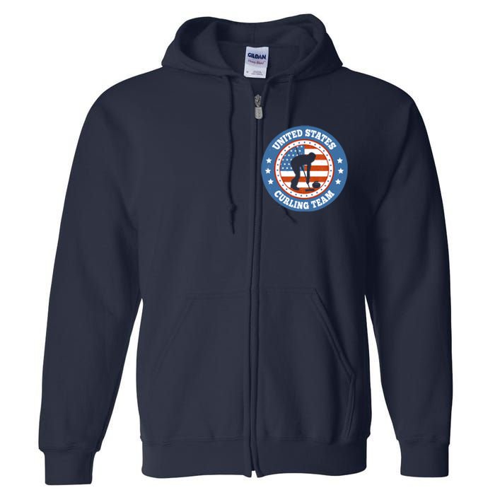 Curling USA Team Winter Sports Lovers Americain Flag Full Zip Hoodie