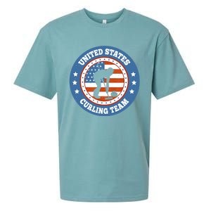 Curling USA Team Winter Sports Lovers Americain Flag Sueded Cloud Jersey T-Shirt