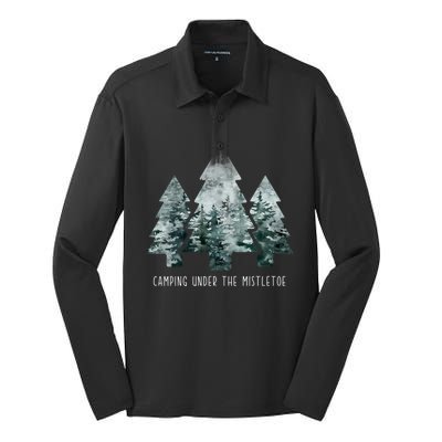 Camping Under The Mistletoe Christmas Tree Hiker Camper Gift Silk Touch Performance Long Sleeve Polo