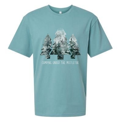 Camping Under The Mistletoe Christmas Tree Hiker Camper Gift Sueded Cloud Jersey T-Shirt